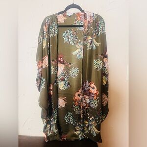 Umgee Floral Kimono Cardigan olive green boho chic